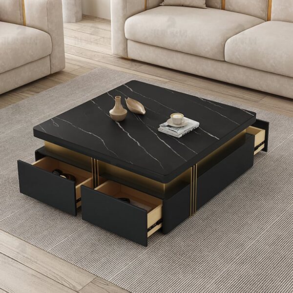 "Square Shape Wooden Storage Cabinet with Marble Top and Stainless Steel Base" "Luxury Wooden Storage Cabinet with Marble and Stainless Accents"